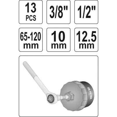 Автомобільний зйомник Yato масляних фільтрів 3/8&quot;-1/2&quot; 13шт (YT-0594) Вінниця