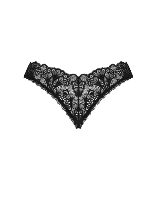 Мереживні стрінги Obsessive Donna Dream crotchless thong M/L Black, відкритий доступ Львов - изображение 4