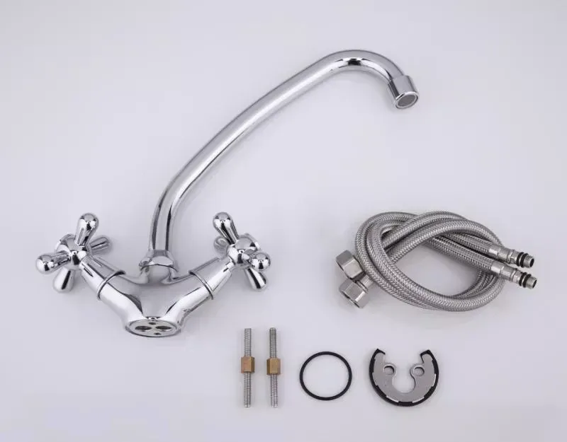 Смеситель для кухни двухвентельный Frap F4125 хром Киев - изображение 3