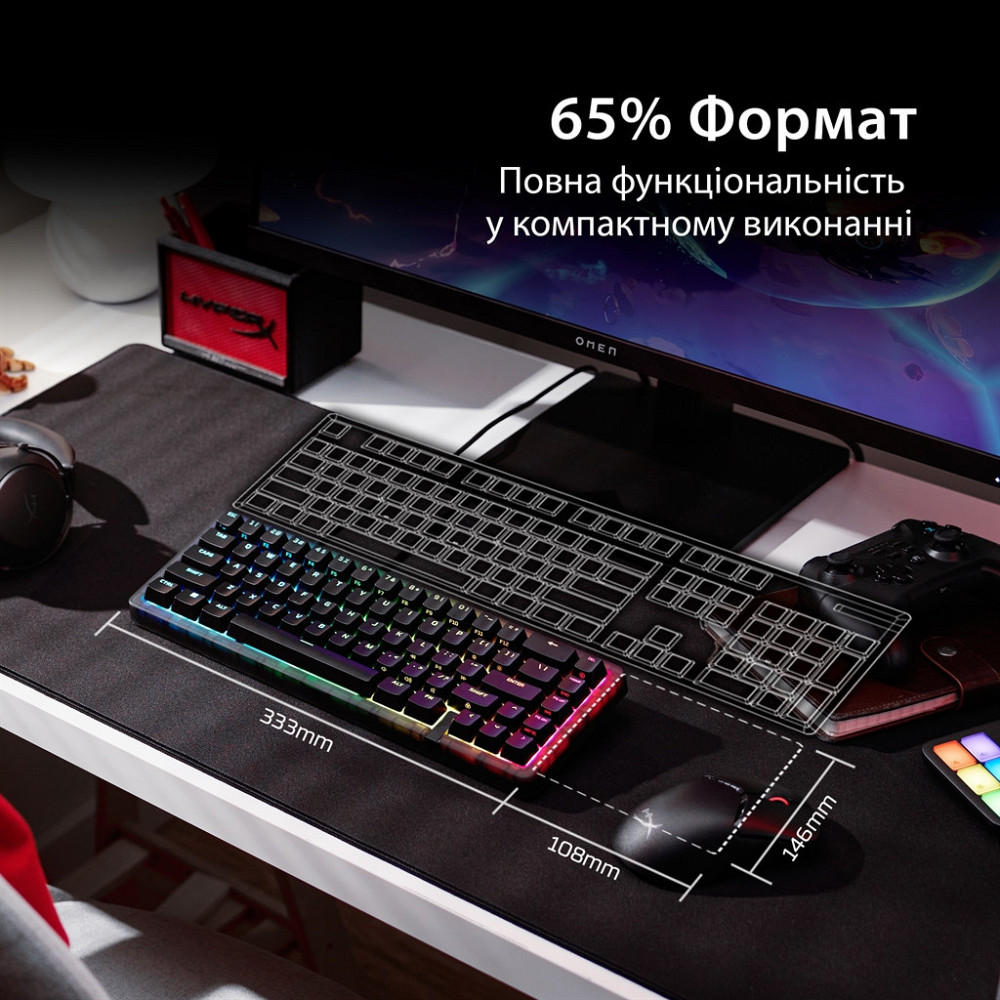 Клавіатура HyperX Origins 2 65 HX Red USB Black (B4QS3AA) ( 28354 ) Харьков - изображение 20