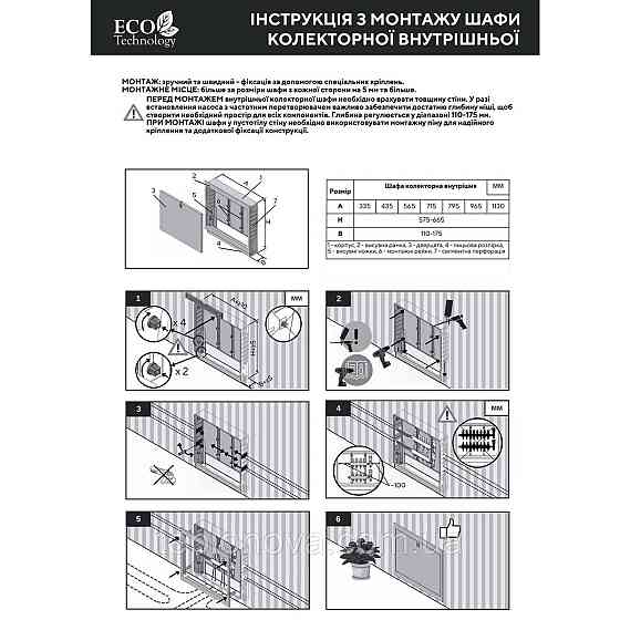 Колекторный шкаф внутренний ЕСО PRO ШКВ-02 575x565x110 Черновцы