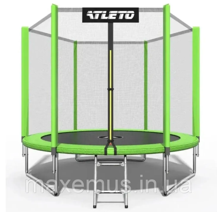 Батут Atleto 252 см (8 ft) с защитной сеткой и лестницей детский садовый батут зеленый Premium Мостиска - изображение 8