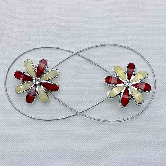 Магніти для штор та гардин "Квітка" набір 2 шт Червоний з жовтим (81-251) Київ