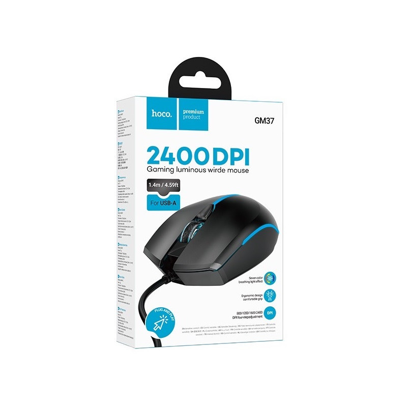 Мышь HOCO GM37 Wonderful gaming luminous wired mouse Black Одесса - изображение 2