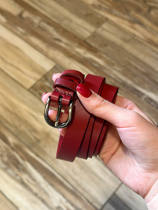 Червоний жіночий шкіряний ремінь Київ - фото 7
