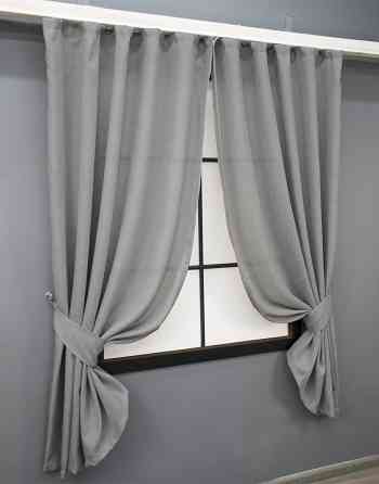 Комплект коротких штор VR-Textil Лен Мешковина № 1016ш Светло-серый 130х170 см 2 шт (35-0286) Киев