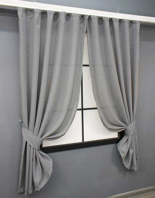 Комплект коротких штор VR-Textil Лен Мешковина № 1016ш Светло-серый 130х170 см 2 шт (35-0286) Киев - изображение 2