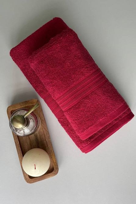 Подарочный набор полотенец Индия 50х90 см + 70х140 см, 100% хлопок Бордовий Черновцы - изображение 3