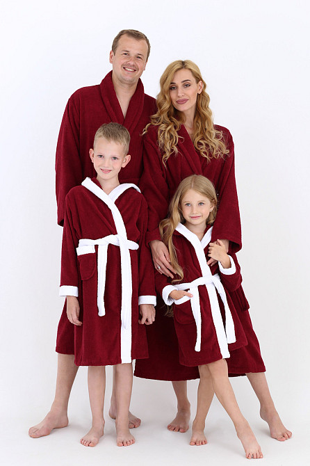 Халат детский махровый Ideal Textile с капюшоном бордовый (56860471) Черновцы - изображение 2