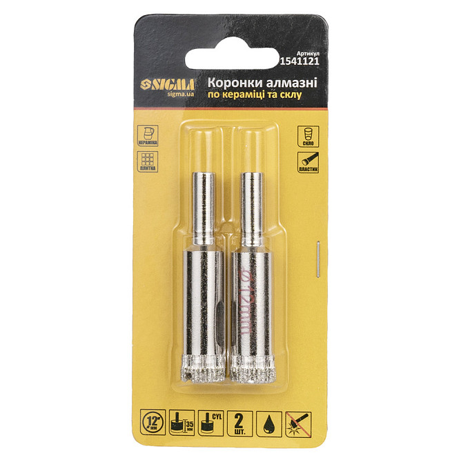 Коронки алмазні кераміки та скла Ø12 мм (КРАТНО 2шт) SIGMA (1541121) Київ - фото 6