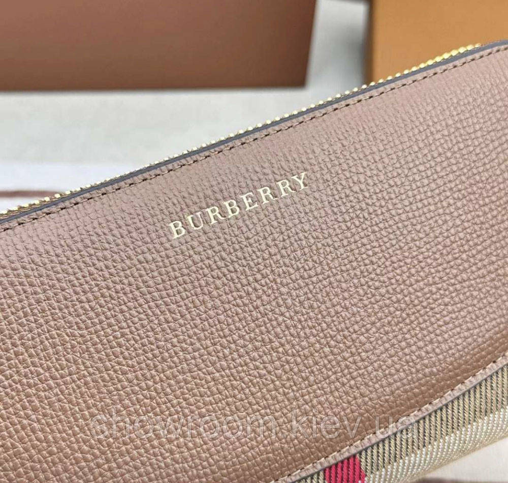 Жіночий шкіряний гаманець на блискавці Burberry (3341) brown Київ - фото 5
