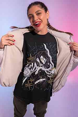 Футболка аниме Истребитель демонов оверсайз (S/M/L) Черний AnimeJ0974 Днепр