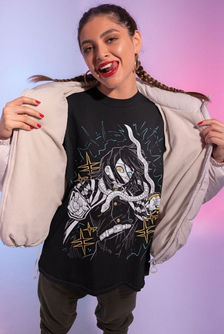 Футболка з аніме принтом Вбивця демонів оверсайз (S/M/L) Чорний AnimeJ0974 Дніпро - фото 3