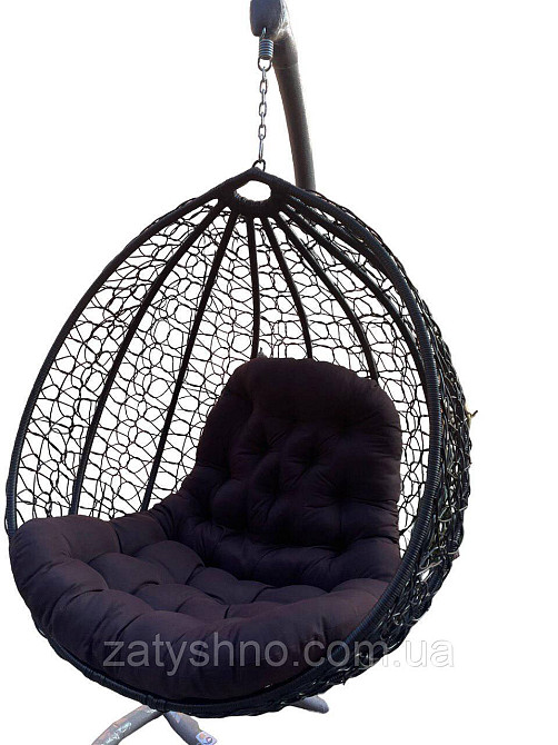 Чорний Кокон з подушкою плетений із ротанга Київ - фото 5