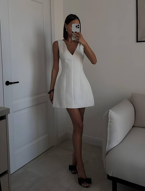 Женское базовое мини платье костюмка + подкладка софт Молочный, 44/46 Одесса - изображение 2