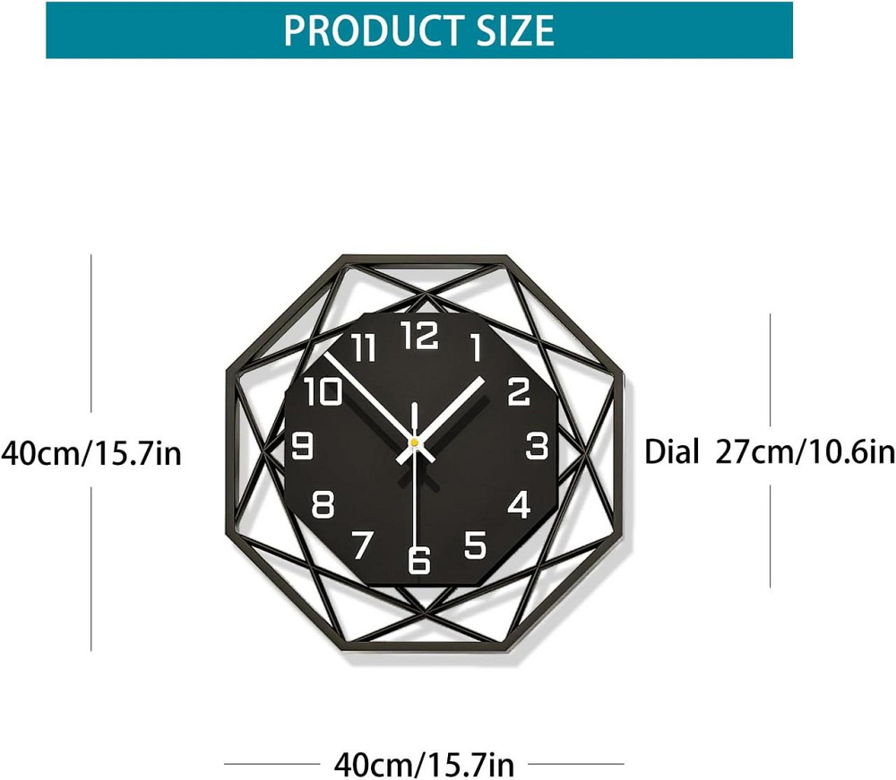 Настенные часы большие круглые черные кварцевые, деревянные с металлом тихие 40,6 см для гостиной, кухни офиса Киев - изображение 5