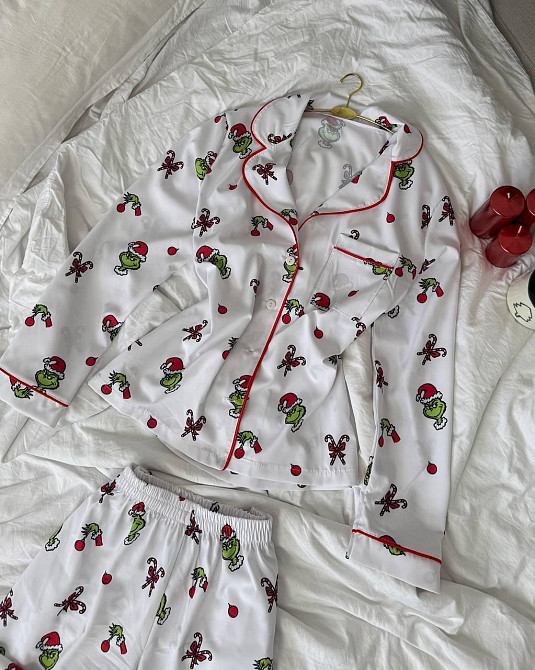Женская стильная новогодняя пижама софт принт Белый 2, 42/46 Одесса - изображение 4