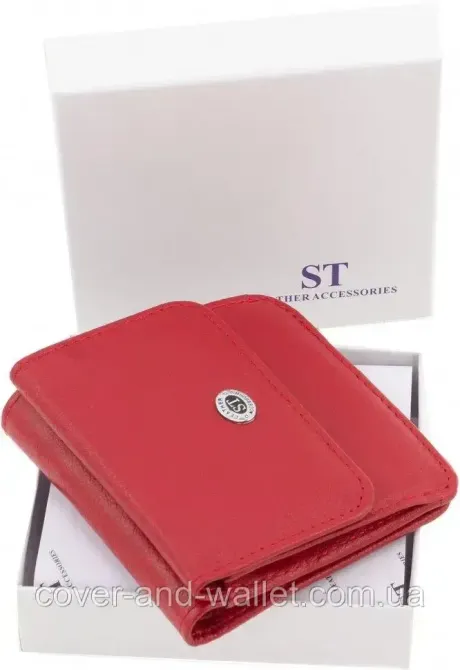 Маленький женский кошелёк на кнопке красного цвета из натуральной кожи ST Leather 005 Киев - изображение 6