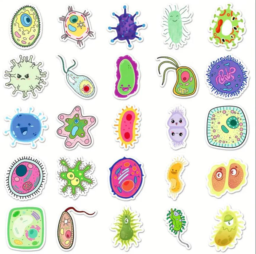 Набір наклейок (стікерів) "Мікроорганізми. Біологія. (50 шт.), стікерпак мікроби. Київ - фото 3