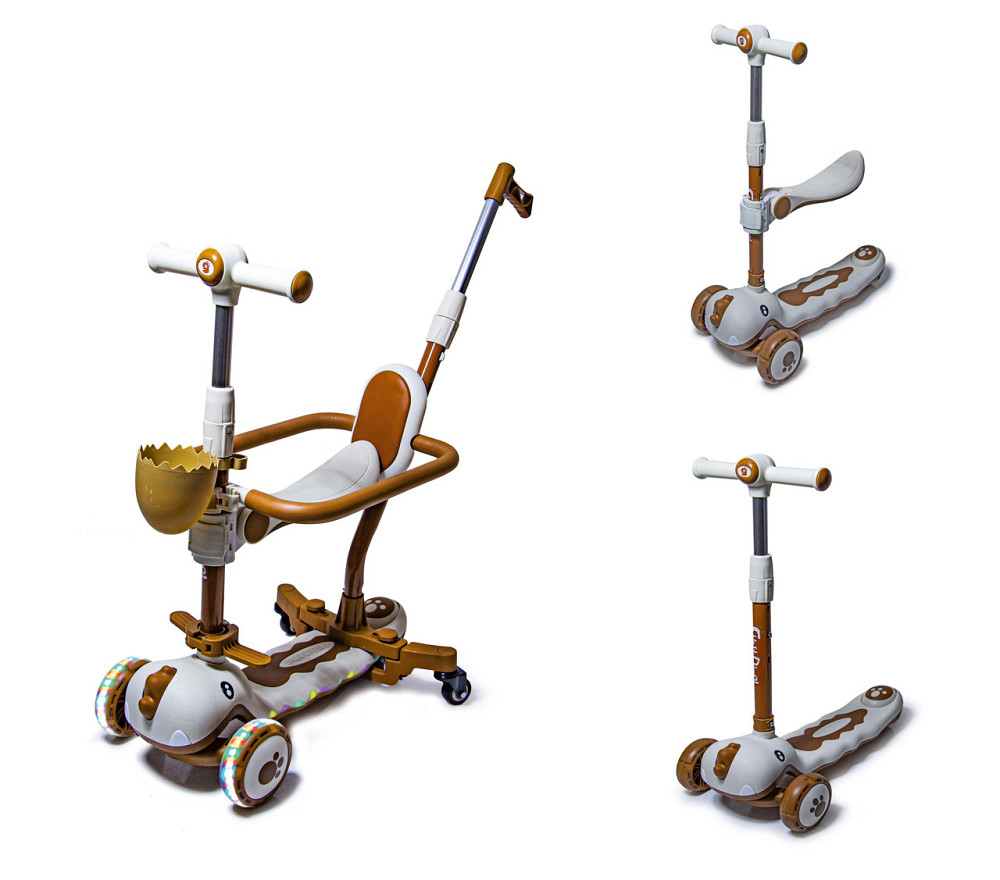 Трехколесный самокат-беговел с бортиком Dinosaur 5 в 1. Белый. Для деток от 1 года. С музыкой и подс Одесса - изображение 4