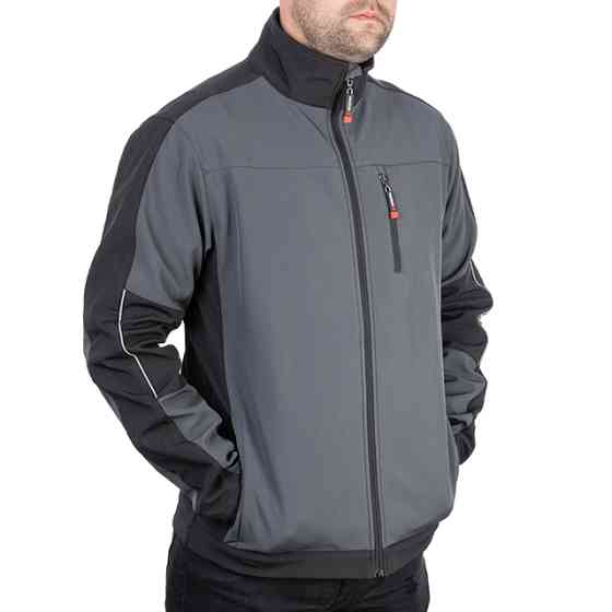 Куртка SOFTSHELL темно-сіро/чорна, тришарова, стрейч 300 GSM 100D, водо-/вітрозахист, 96% поліестер / 4% еластан, 3 кишені, XXXL Львів
