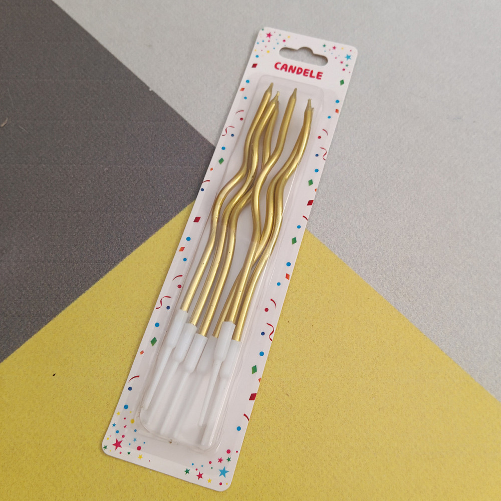 Свічки для торта "хвилясті" 6 шт. золоті Київ - фото 1