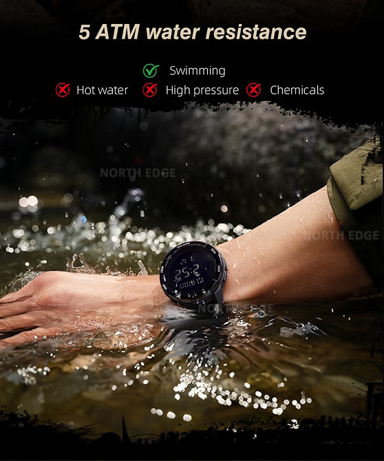Годинник чоловічий водостійкий тактичний North Edge Terrax Set набір з компасом Вінниця - фото 14