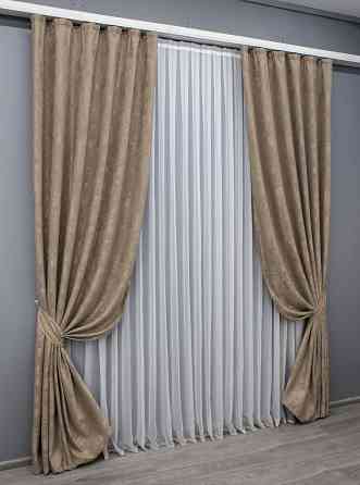 Комплект готових штор VR-Textil Жакард Sultan XO № 1682ш Какао 150х290 см 2 шт (33-0927) Київ
