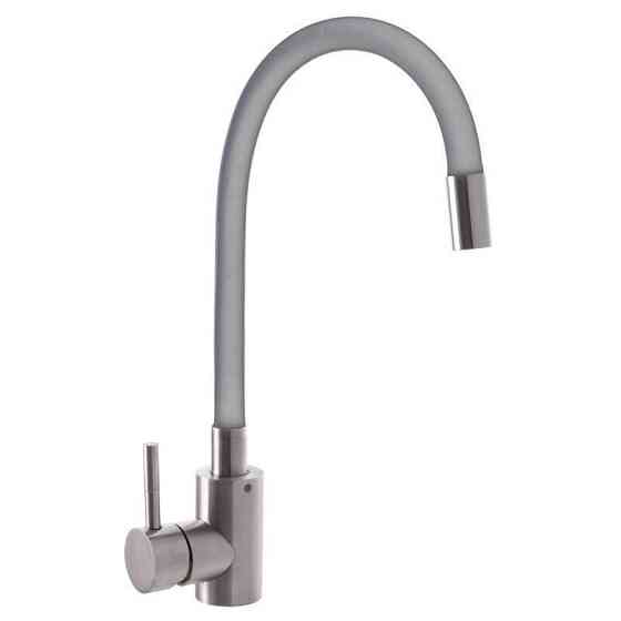 Смеситель для кухни MIXXUS SUS-011 REFLECTOR GRAY, с силиконовым гусаком, с нерж. стали, серый Харьков