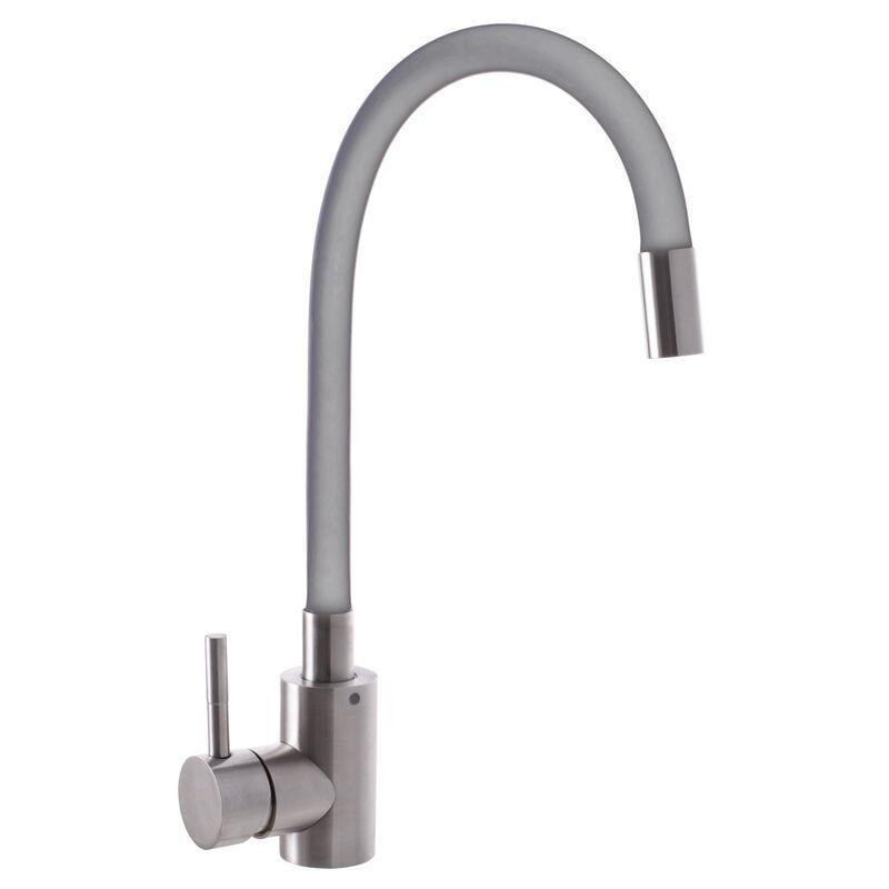 Смеситель для кухни MIXXUS SUS-011 REFLECTOR GRAY, с силиконовым гусаком, с нерж. стали, серый Харьков - изображение 1