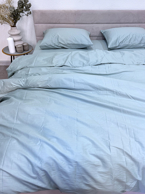 Ecotton Підковдра на блискавці Ecotton двоспальний 180х215 см сатин із бавовни однотонний блаки Коломия - фото 1