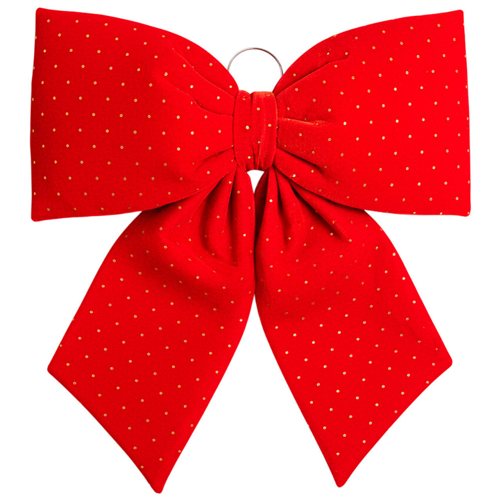 Оксамитовий бант для декору зі стразами на ялинку 55×70 (см) Червоний CR-2-5 Київ - фото 2