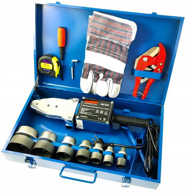 Паяльник для пластикових труб BX-351 2850Вт із тефлоновими насадками 16–63мм у металевому кейсі Одеса - фото 8