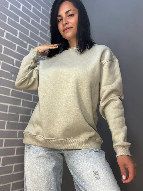 Світшот жіночий Pepper&mint 24-14 базовий простий подовжений оверсайз темно бежевий, темно-бежевий, S Київ - фото 1