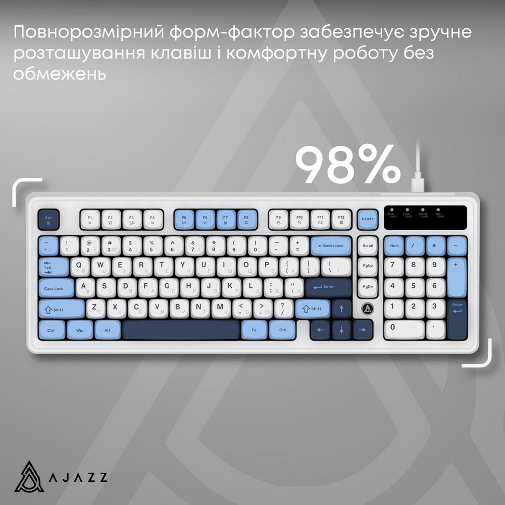 Клавіатура Ajazz AF98 Black USB-C Glacier Blue (AF98-GB) ( 13437 ) Харків - фото 7