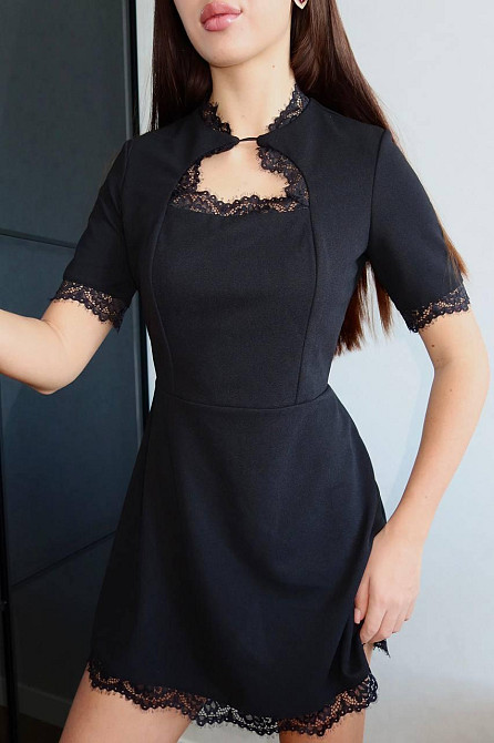 Женское романтическое мини платье креп дайвинг + кружево 46/48 Одесса - изображение 7