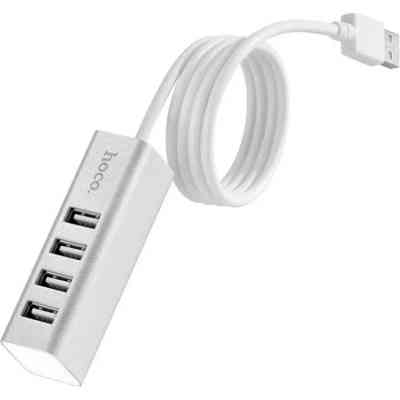 Концентратор HOCO USB 2.0 to 4xUSB Line machine HB1 Silver (6957531038146) Винница