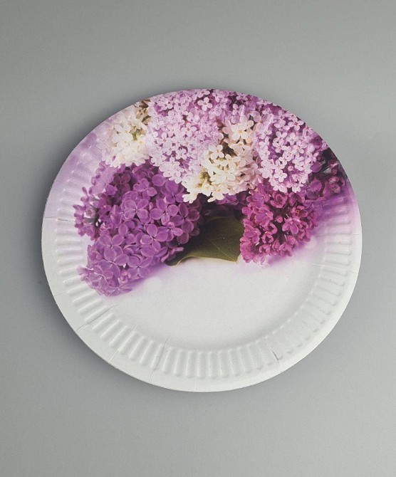 Паперова тарілка з малюнком 18 см "No 7" Сирінь 10 шт (1 пачка) Харків - фото 1