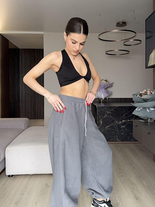 Жіночі теплі об'ємні штани "Аладін" із турецької підлоги флісу Сірий, 42/44 Одеса - фото 2