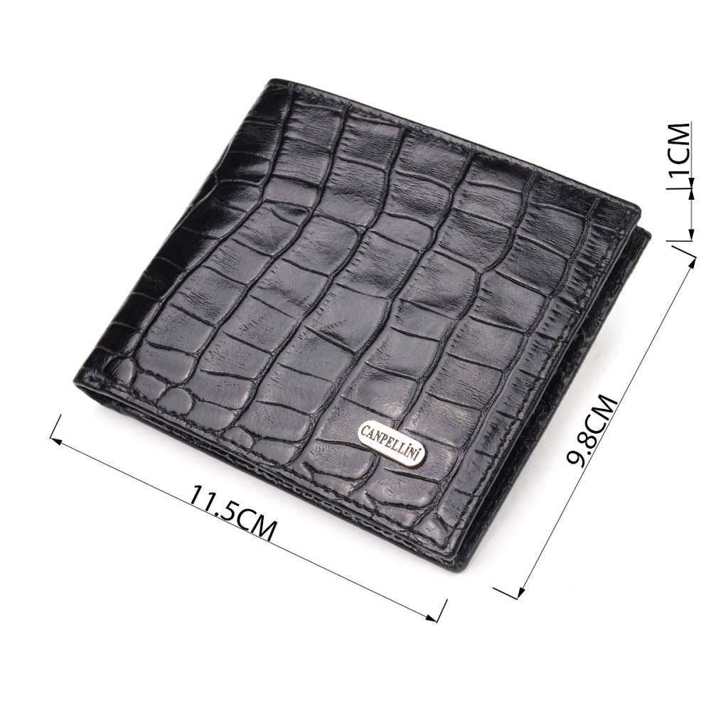 Оригінальний гаманець для чоловіків у два складення з натуральної фактурної шкіри з тисненням під крокодила CANPELLINI 21582 Київ - фото 3