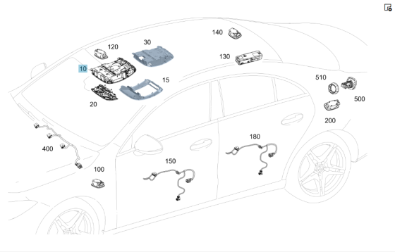 Mercedes-Benz  A0009002519 9051 Стельовий плафон з керуванням панорамним дахом CLA C118 A-class W177 B-class W247 A-class Sedan V177 GLB X247 GLA H247 Одеса