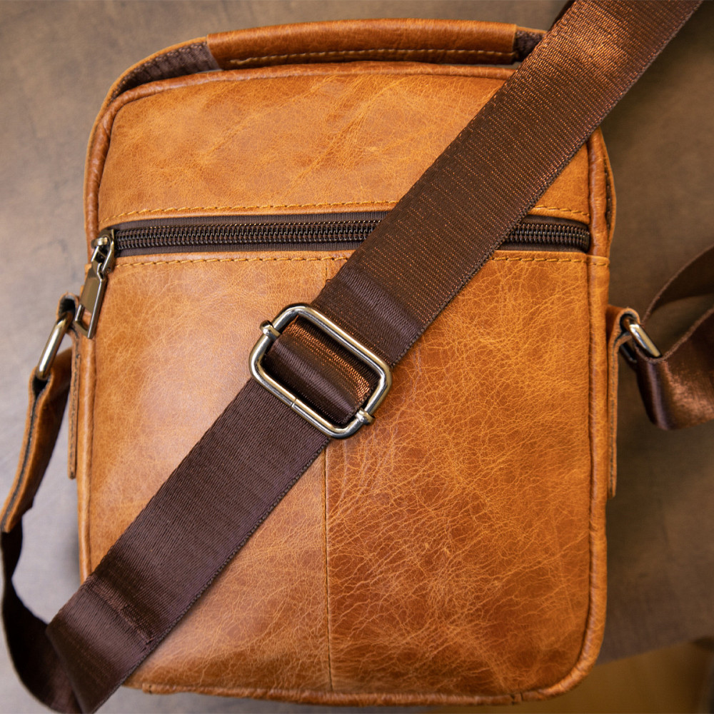 Мессенджер с отверстием для наушников мужской Vintage 20416 Рыжий Киев - изображение 10