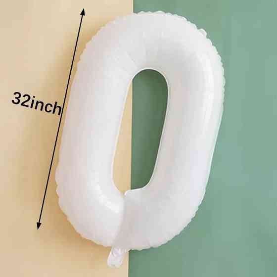 Шарик цифра 0 праздничная 32 дюйма белый Киев