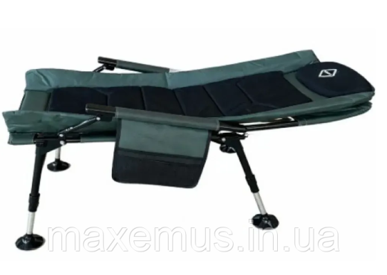 Рыбацкое кресло-шезлонг B22 раскладное с небольшим карманом стул для рыбалки и отдыха темно-зеленое Мостиська