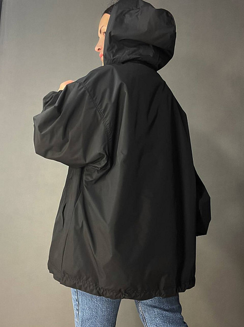 Куртка жіноча Lady Yep 9096-1 вітрівка оверсайз подовжена з капюшоном, чорний, one size Київ - фото 2