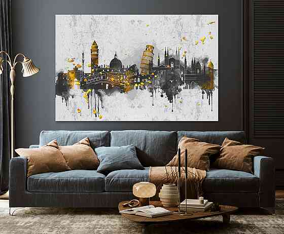Картина холст в гостиную / спальню  Міста в абстракції   MLP_298 90х180см Киев