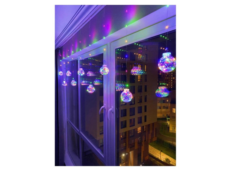 Гірлянда Xmas M-1 Copper curtain ball lamp 7257 Санта, різнобарвна Вінниця - фото 2