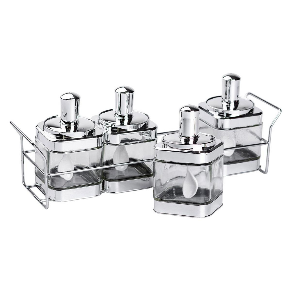 Набір скляних банок для сипучих продуктів на підставці Київ - фото 2