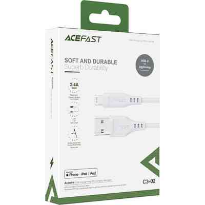 Дата кабель USB 2.0 AM to Lightning 1.2m 2.4A TPE C3-02 White Acefast (6974316280835) Вінниця