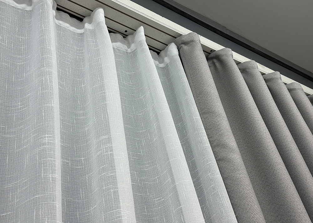 Комплект штор VR-Textil Льон Мішковина 150х270 2шт і Тюль 400х270 867ш-115т світло-сірий з білим 71-060/3 Київ - фото 8